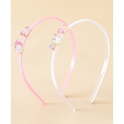 Babyhug Hair Bands with Star & Bunny Applique Pack of 2 - Beige & Pink