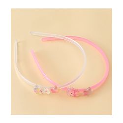 Babyhug Hair Bands with Star & Bunny Applique Pack of 2 - Beige & Pink