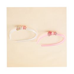 Babyhug Hair Bands with Star & Bunny Applique Pack of 2 - Beige & Pink