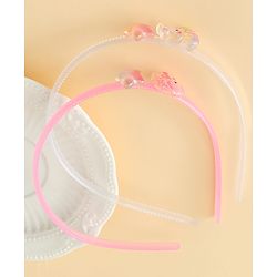 Babyhug Hair Bands with Star & Bunny Applique Pack of 2 - Beige & Pink