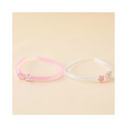 Babyhug Hair Bands with Star & Bunny Applique Pack of 2 - Beige & Pink