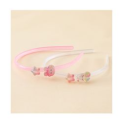 Babyhug Hair Bands with Star & Bunny Applique Pack of 2 - Beige & Pink