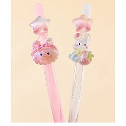 Babyhug Hair Bands with Star & Bunny Applique Pack of 2 - Beige & Pink