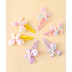 Babyhug Snap Clips With Butterfly Applique - Multicolor