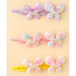 Babyhug Snap Clips With Butterfly Applique - Multicolor