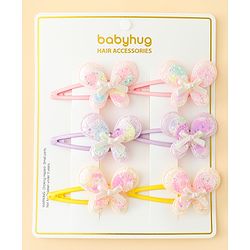 Babyhug Snap Clips With Butterfly Applique - Multicolor