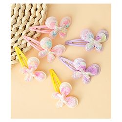 Babyhug Snap Clips With Butterfly Applique - Multicolor
