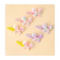 Babyhug Snap Clips With Butterfly Applique - Multicolor