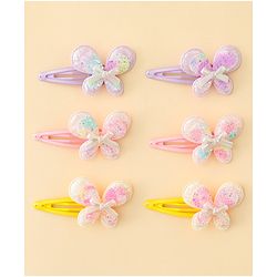 Babyhug Snap Clips With Butterfly Applique - Multicolor