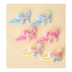 Babyhug Snap Clips With Butterfly Applique - Multicolor