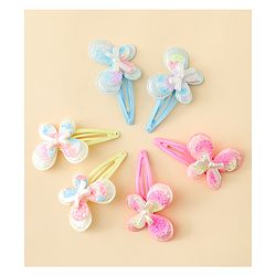 Babyhug Snap Clips With Butterfly Applique - Multicolor