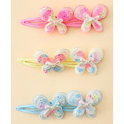 Babyhug Snap Clips With Butterfly Applique - Multicolor