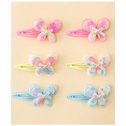 Babyhug Snap Clips With Butterfly Applique - Multicolor