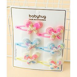 Babyhug Snap Clips With Butterfly Applique - Multicolor