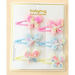 Babyhug Snap Clips With Butterfly Applique - Multicolor