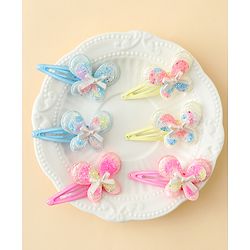 Babyhug Snap Clips With Butterfly Applique - Multicolor