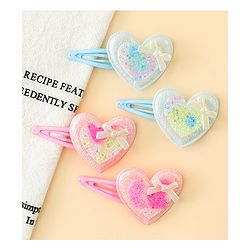 Babyhug Snap Clips With Heart Applique - Pink