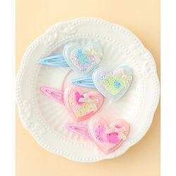 Babyhug Snap Clips With Heart Applique - Pink
