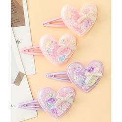 Babyhug Snap Clips With Heart Applique - Pink