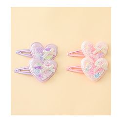 Babyhug Snap Clips With Heart Applique - Pink