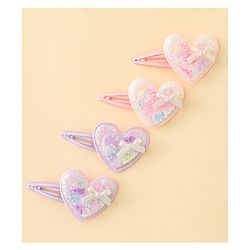 Babyhug Snap Clips With Heart Applique - Pink