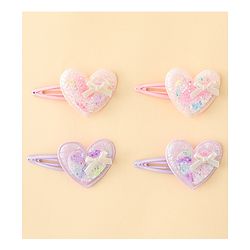 Babyhug Snap Clips With Heart Applique - Pink