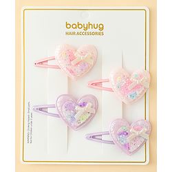 Babyhug Snap Clips With Heart Applique - Pink