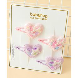 Babyhug Snap Clips With Heart Applique - Pink