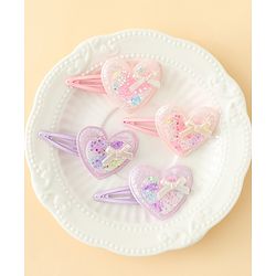 Babyhug Snap Clips With Heart Applique - Pink