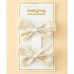 Babyhug Bow & Butterfly Clips Free Size Pack Of 2 -Yellow