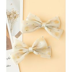Babyhug Bow & Butterfly Clips Free Size Pack Of 2 -Yellow