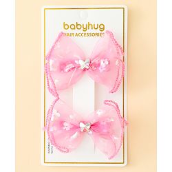 Babyhug Free Size Bow & Butterfly Clips With Butterfly & Floral Design Pack Of 2 - Fuchsia