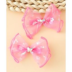 Babyhug Free Size Bow & Butterfly Clips With Butterfly & Floral Design Pack Of 2 - Fuchsia