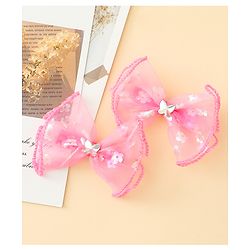 Babyhug Free Size Bow & Butterfly Clips With Butterfly & Floral Design Pack Of 2 - Fuchsia