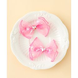 Babyhug Free Size Bow & Butterfly Clips With Butterfly & Floral Design Pack Of 2 - Fuchsia