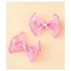 Babyhug Free Size Bow & Butterfly Clips With Butterfly & Floral Design Pack Of 2 - Fuchsia