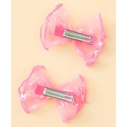 Babyhug Free Size Bow & Butterfly Clips With Butterfly & Floral Design Pack Of 2 - Fuchsia