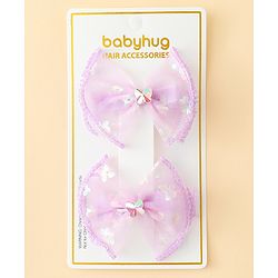 Babyhug Free Size Bow & Butterfly Clips With Butterfly & Floral Design Pack Of 2 - Fuchsia