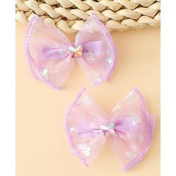 Babyhug Free Size Bow & Butterfly Clips With Butterfly & Floral Design Pack Of 2 - Fuchsia