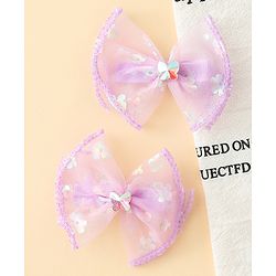 Babyhug Free Size Bow & Butterfly Clips With Butterfly & Floral Design Pack Of 2 - Fuchsia