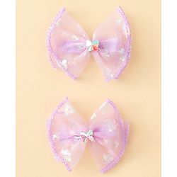 Babyhug Free Size Bow & Butterfly Clips With Butterfly & Floral Design Pack Of 2 - Fuchsia