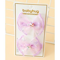 Babyhug Free Size Bow & Butterfly Clips With Butterfly & Floral Design Pack Of 2 - Fuchsia