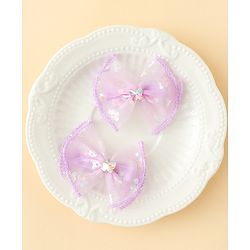 Babyhug Free Size Bow & Butterfly Clips With Butterfly & Floral Design Pack Of 2 - Fuchsia