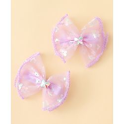 Babyhug Free Size Bow & Butterfly Clips With Butterfly & Floral Design Pack Of 2 - Fuchsia