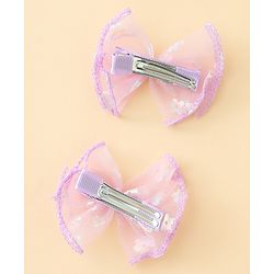 Babyhug Free Size Bow & Butterfly Clips With Butterfly & Floral Design Pack Of 2 - Fuchsia