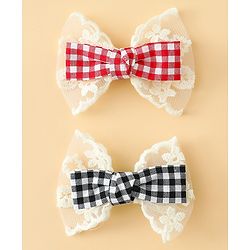 Babyhug Bow & Butterfly Clips Free Size Pack of 2 - Red & Black