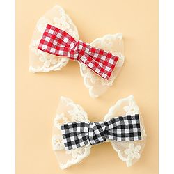 Babyhug Bow & Butterfly Clips Free Size Pack of 2 - Red & Black