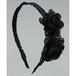 Babyhug Hair Bands With Floral Applique - Black