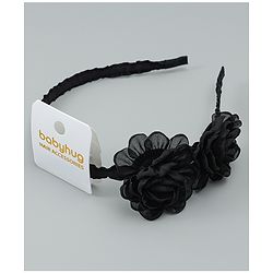 Babyhug Hair Bands With Floral Applique - Black