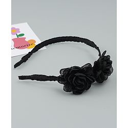 Babyhug Hair Bands With Floral Applique - Black